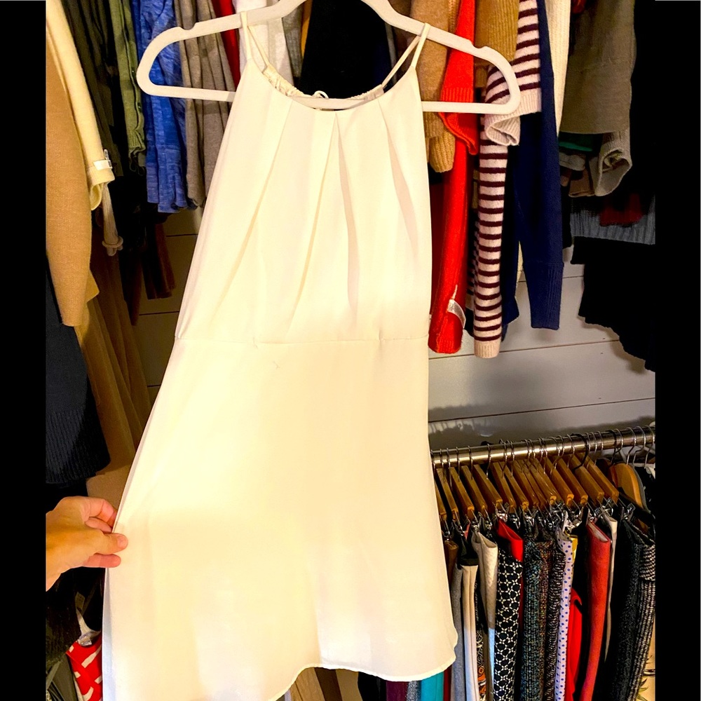 Simple cream halter dress. Flowy and silky
